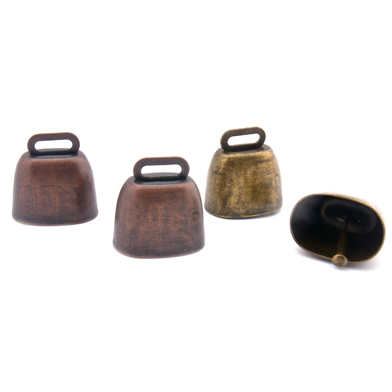 Factory direct supply super ring metal cow bell red bronze retro pet iron bell Christmas decoration bronze printable logo