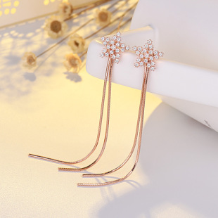 Summer New Holiday Style Earrings S925 Silver Needle Women's Earrings Tassel Long Style Simple and Versatile Accessible Luxury Earrings