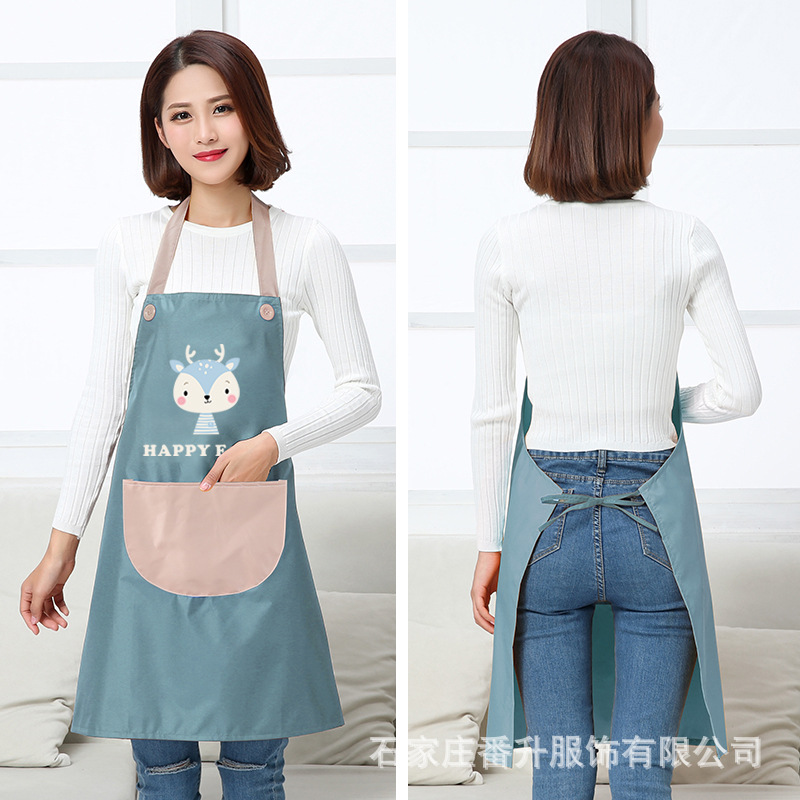 Fabricante delantal ventilador shengpai engrosada doble capa impermeable Comercio exterior coreano princesa delantal regalo personalizado publicidad delantal bolsillo de la cocina