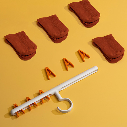 A2930 multi-functional drying hook for drying socks and clothes hanger for student dormitory with multi-clip clothes drying clip and anti-winding trouser clip