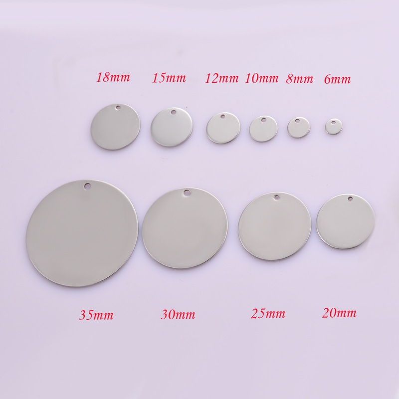 Stainless Steel Round Small Pendant Tag Military Tag Necklace Logo Accessory Pendant Supports Engraving Geometric Shape Jewelry