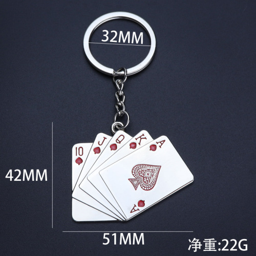 Creative Poker Keychain Customized Mahjong Keychain Red Heart A Key Pendant Macau Travel Commemorative Gift