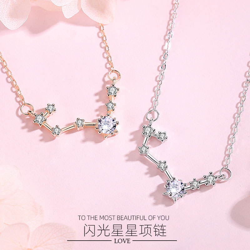 S925 plata de ley flash estrella símbolo lindo collar de constelación chica creativa cadena de clavícula salvaje regalo al por mayor
