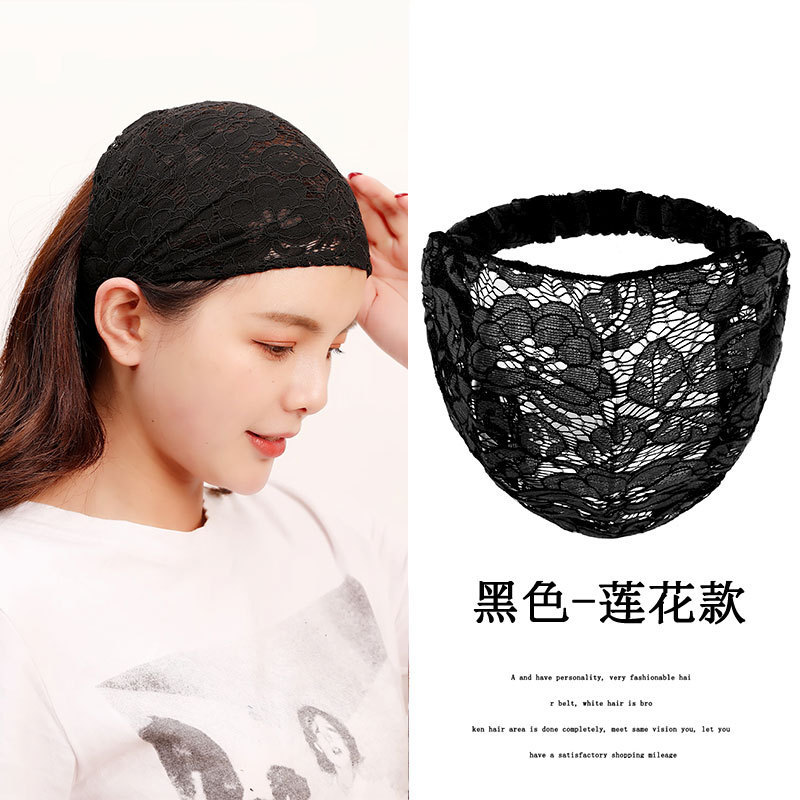 Banda de pelo de encaje fino de ala ancha de verano diadema que cubre el cabello blanco europeo y americano dulce todo fósforo pelo presionando diadema tocado pelo neto