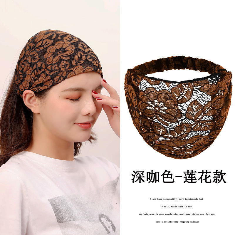 Banda de pelo de encaje fino de ala ancha de verano diadema que cubre el cabello blanco europeo y americano dulce todo fósforo pelo presionando diadema tocado pelo neto
