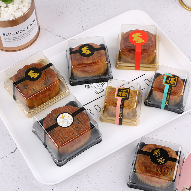 Grueso transparente PVC plástico pastel de luna blister caja festival de medio otoño helado embalaje yema de huevo crujiente caja de soporte redondo caja de belleza de nieve