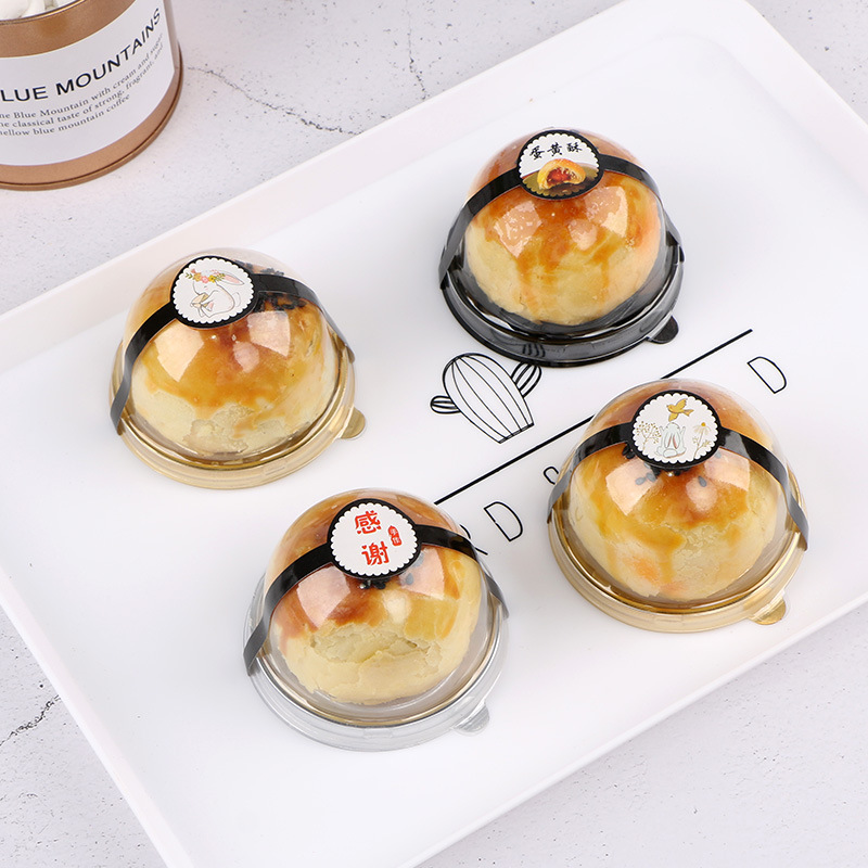 Grueso transparente PVC plástico pastel de luna blister caja festival de medio otoño helado embalaje yema de huevo crujiente caja de soporte redondo caja de belleza de nieve