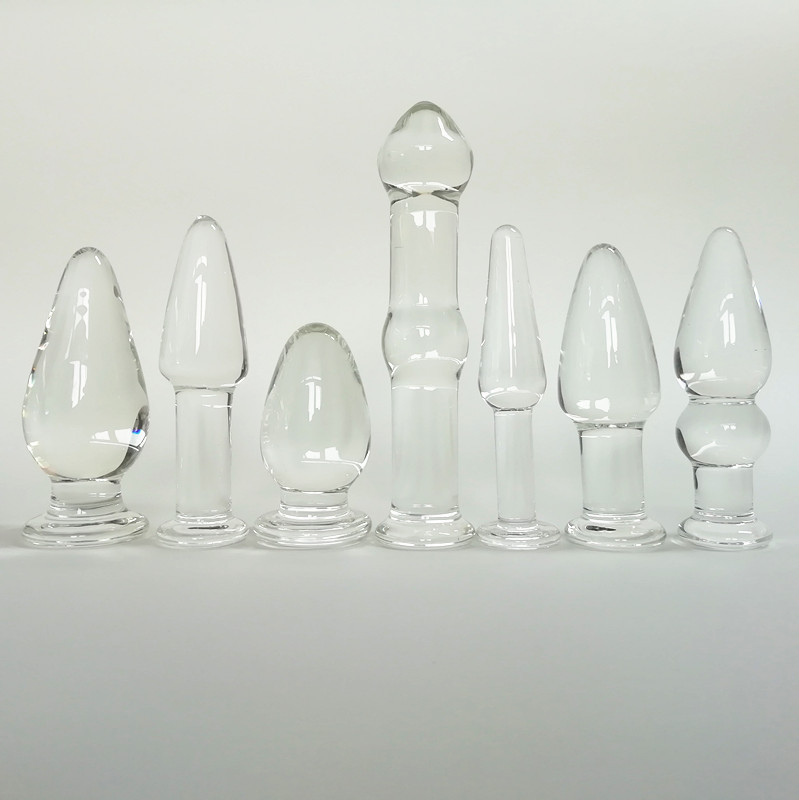 Glass G-spot back court anal plug Huludao 7 glass adult fun with mouth and anus female a generation of hair