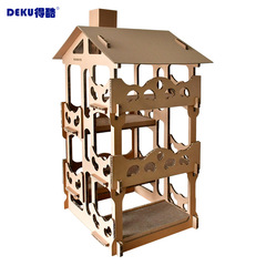 Deku Corrugated Cat House Four-story Cat Villa DIY Cat Climbing Frame Cat Scratching Board Cat Nest Pet Cat Toy Free Cat Grass