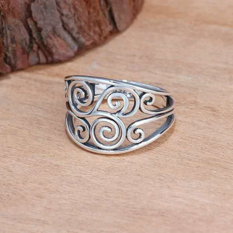 Ring Ajz1145, silver finish with filigree openwork (S925 style), sizes 5–10