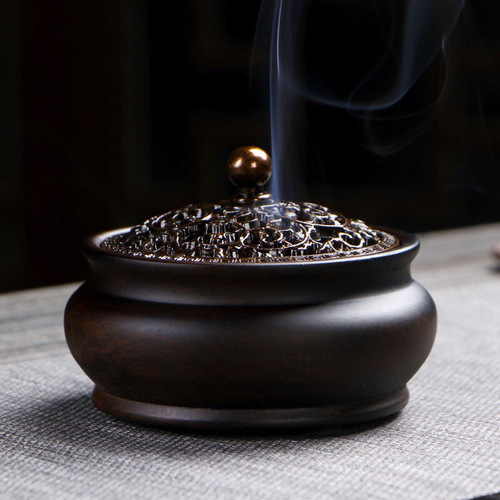 Black sandalwood incense burner home indoor sandalwood burner large wooden coil Xiangyun agarwood burner creative tea ceremony ornaments