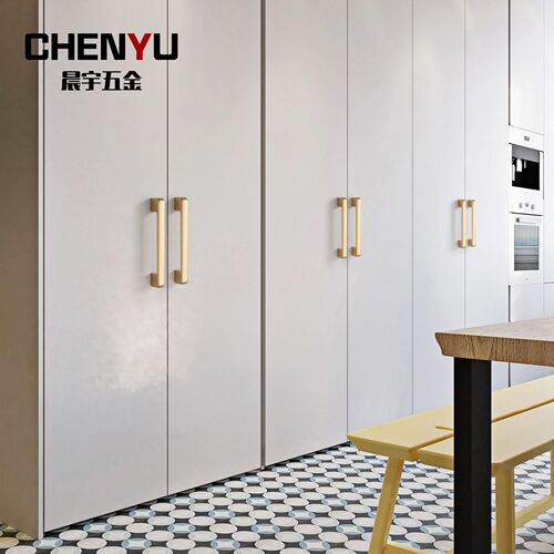Solid Nordic rich gold sand gold cabinet door wardrobe drawer cabinet furniture hardware aluminum alloy handle handle