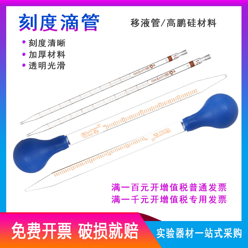 玻璃刻度吸管 精度0.1ml 环标刻度滴管不带吸球移液吸管1ml2ml5ml