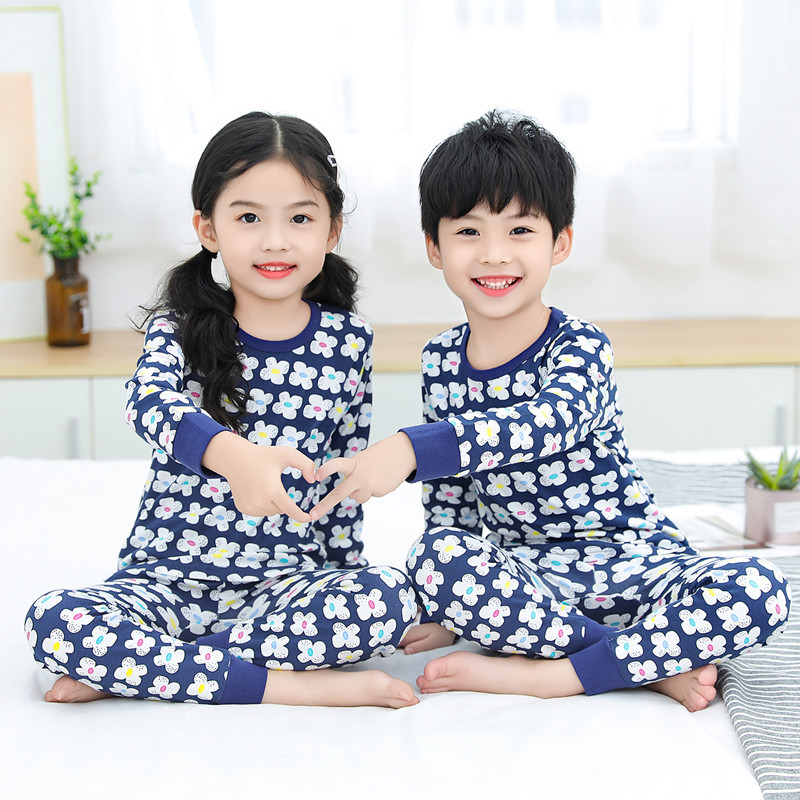 Children's Autumn Clothes and Pants Set Boys and Girls Pure Cotton Base Thermal Underwear Boys and Babies Children's Pure Cotton Pajamas