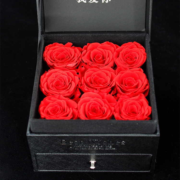 Caja de joyería de flores inmortales caja de joyería de rosas inmortales caja de regalo al por mayor transfronteriza regalos del día de San Valentín