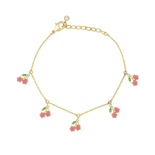 European and American cross-border jewelry INS hot color gemstones cherry peach tropical fruit anklets and anklets for women wholesale