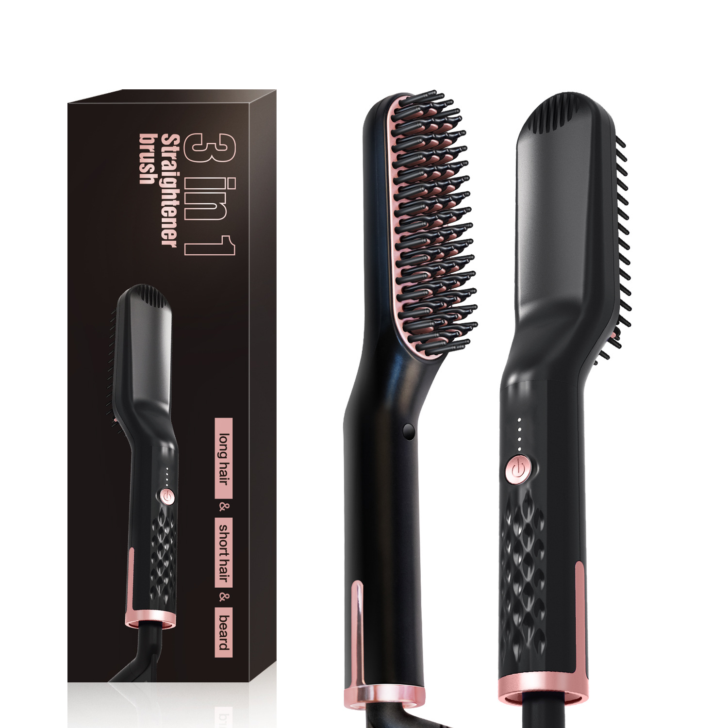 Cross-Border New Hair Straightening Comb, Beard Comb, Multi-Functional Hair Straightening and Curling Dual-Use Styling Curling Wand, Hair Straightener