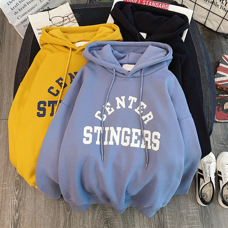 Tiro real super popular forrado de lana engrosada suéter casual de las mujeres a juego Otoño e Invierno estilo coreano de moda Abrigo con capucha suelta para estudiantes