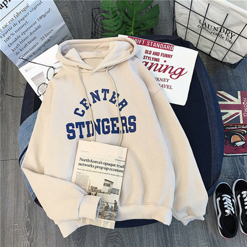 Tiro real super popular forrado de lana engrosada suéter casual de las mujeres a juego Otoño e Invierno estilo coreano de moda Abrigo con capucha suelta para estudiantes
