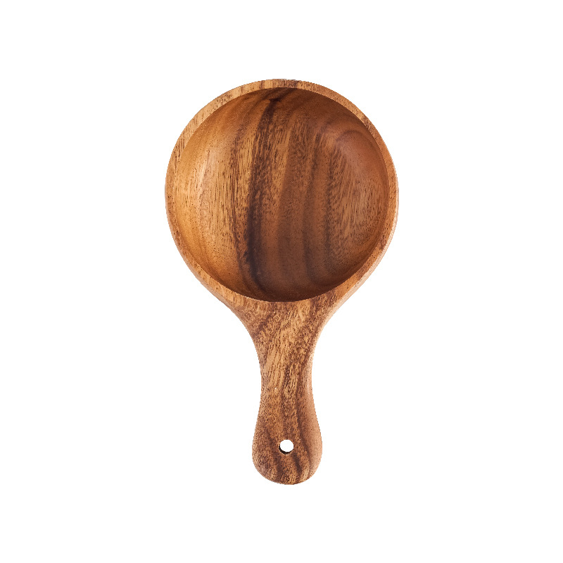 Tazón de cuchara de agua de madera de haya, tazón de kimchi, mango redondo de madera maciza, tazón de ensalada, vajilla de cocina de madera, tazón de madera al por mayor