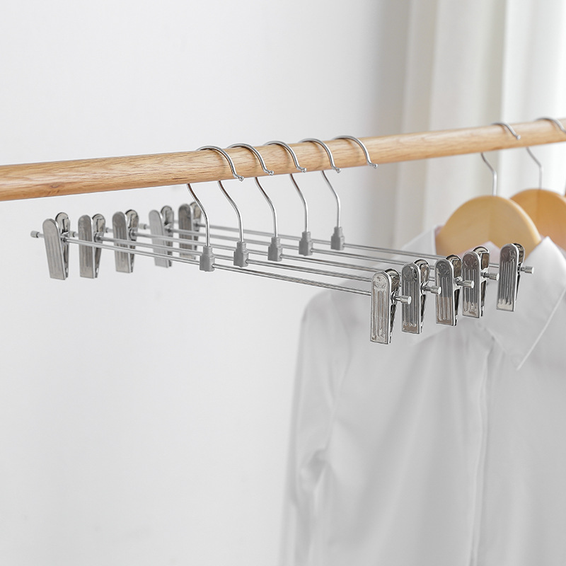 Multi-functional Windproof Metal Pant Rack Retractable Pant Clip Chrome-plated Stainless Steel Household Pant Clip for Dormitory Stall