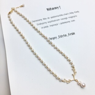 Deer Antler Pearl Necklace Freshwater Pearl Necklace Have You All the Way for Girlfriend Gift Jewelry Wholesale Jewelry