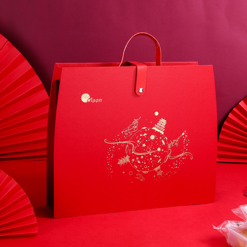 创意过年翻盖盒礼盒红色年货礼品包装盒定制中秋节月饼盒子礼品盒