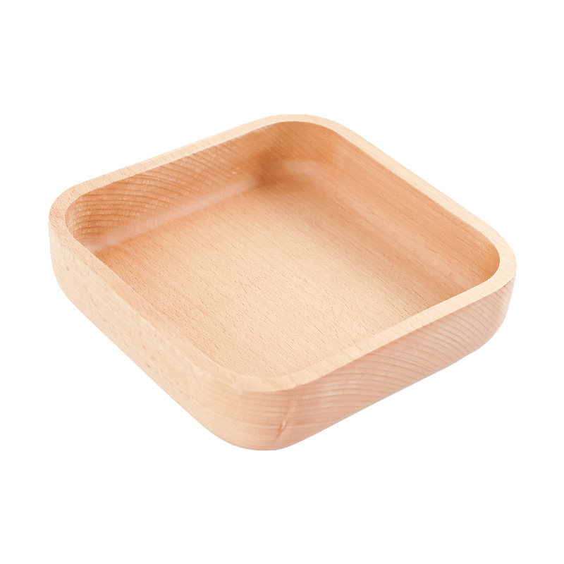 Haya creativo japonés y coreano estilo nórdico cuadrado ensaladera madera maciza engrosada melón plato de frutas plato de punto tazón de madera pedido al por mayor