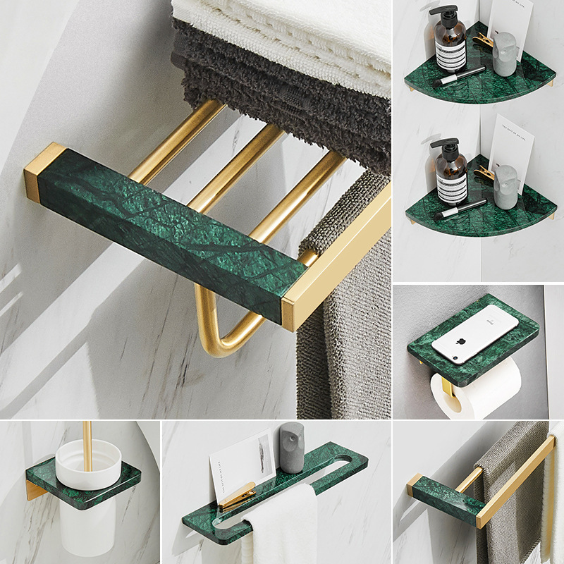 Bathroom Marble Towel Rack Bathroom Brass Brass Brass Towel Rack Toilet Rack Tissue Rack Pendant Set