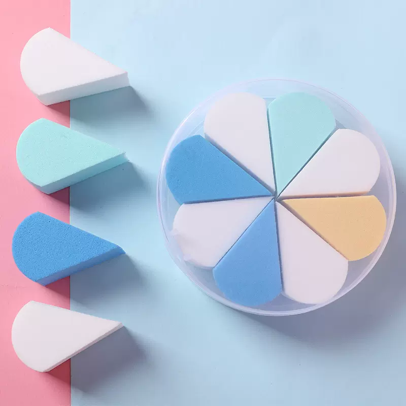 源头工厂花瓣粉扑非乳胶干湿两用彩色粉扑盒装三角美妆蛋彩妆可定