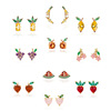 Brand cute fruit earrings, zirconium, silver needle, internet celebrity, silver 925 sample