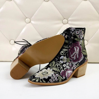 En stock suficiente juti invierno deseo Amazon estación independiente nuevo tacón grueso bordado de las mujeres botines