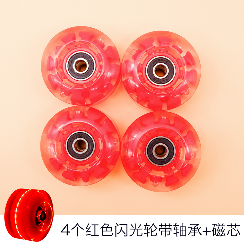 Fabricante en stock patines de doble hilera rueda luminosa patines de cuatro ruedas rueda flash rueda rodillo cuatro cajas