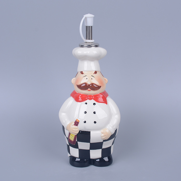 Export Export Chef Style Ceramic Oil Bottle Home Kitchen Ceramic Oil and Vinegar Bottle Supply Kitchen Ceramic Gifts