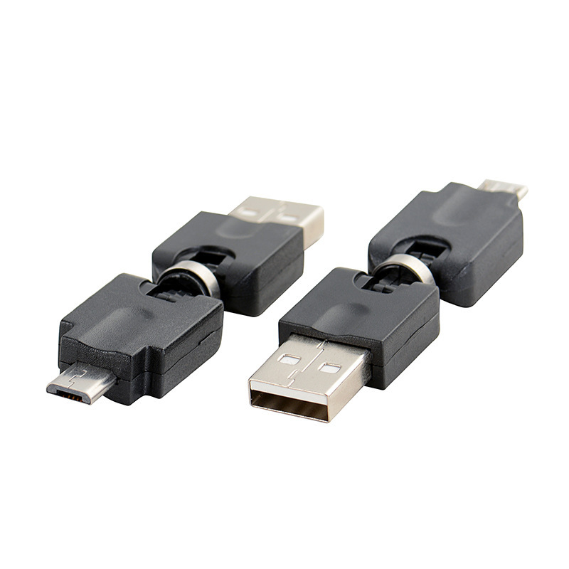旋转USB公对MICRO公头安卓手机平板数据充电A公转micro5p公转接头