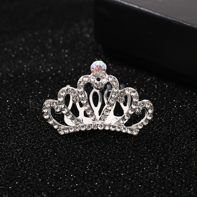 Niños coronas de cabello niñas adornamientos de cabello de alta sensibilidad bebés corona de cumpleaños niñas diamante princesa pinzas de cabello