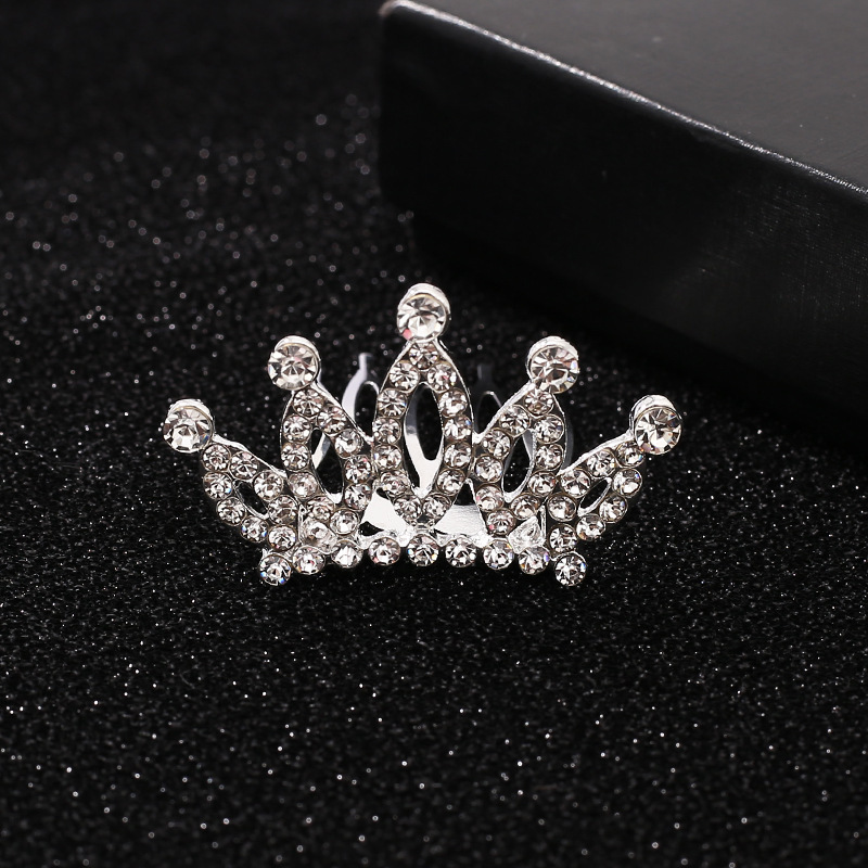 Niños coronas de cabello niñas adornamientos de cabello de alta sensibilidad bebés corona de cumpleaños niñas diamante princesa pinzas de cabello