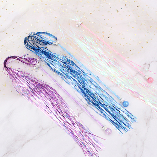 Wholesale paper fringe tassel funny cat stick girl heart little fairy stick handmade pet cat toys cat supplies