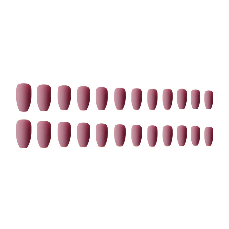 Color sólido mate mate desgaste uñas trapezoidales uñas de uñas de estilo europeo y americano 24 piezas Parche de uñas postizas ultrafino terminado