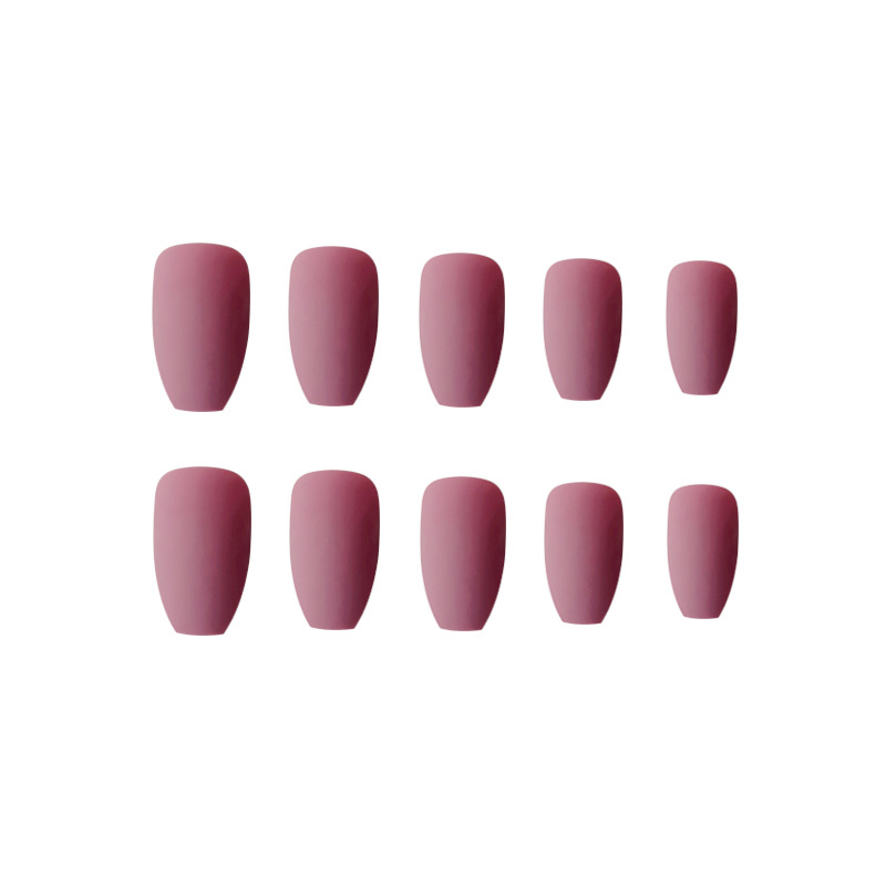 Color sólido mate mate desgaste uñas trapezoidales uñas de uñas de estilo europeo y americano 24 piezas Parche de uñas postizas ultrafino terminado