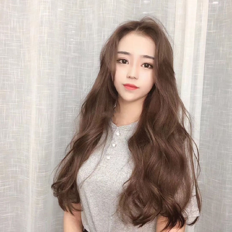 Peluca europea y americana de las mujeres negro de longitud media pelucas de pelo rizado largo mecanismo de seda de alta temperatura pelo largo onda grande peluca cabeza cubierta al por mayor