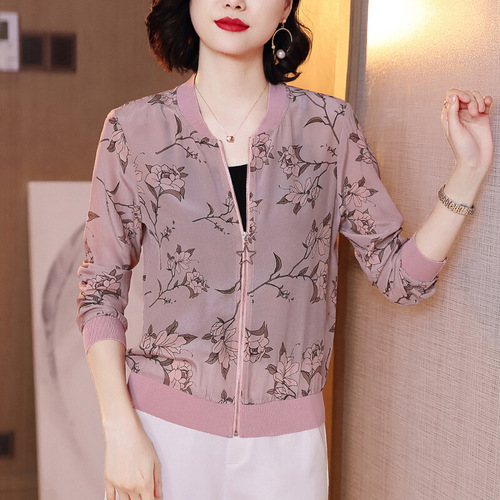 Printed Sun Protection Baseball Jacket for Women - 2025 Summer New Arrival Plus Size Loose Cardigan Open Top Top Spring and Autumn Short Jacket Trendy