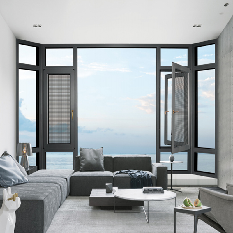 定制断桥铝合金卧室隔音铝合金窗隔热防水封阳台玻璃平开窗推拉窗