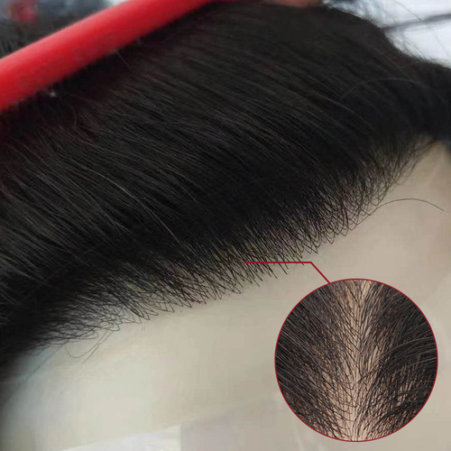 Invisible biological scalp wig manufacturer wholesale men's hairline forehead replacement patch hand-woven bangs wig patch