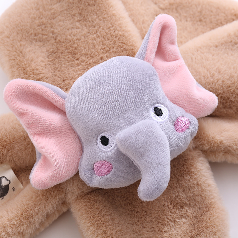 Flying Elefante lindo bufanda de los niños de la historieta del otoño y el invierno de La felpa caliente Cruz Niños Niñas bebé bufanda al por mayor