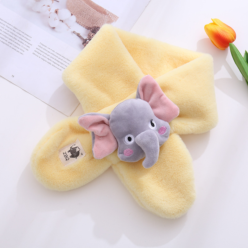 Flying Elefante lindo bufanda de los niños de la historieta del otoño y el invierno de La felpa caliente Cruz Niños Niñas bebé bufanda al por mayor