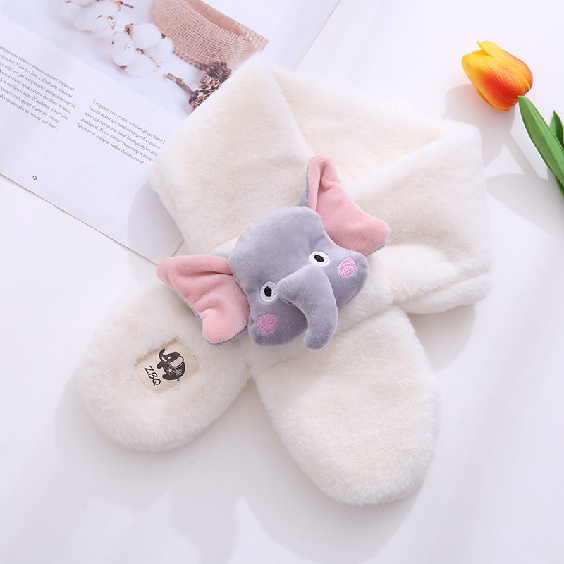 Flying Elefante lindo bufanda de los niños de la historieta del otoño y el invierno de La felpa caliente Cruz Niños Niñas bebé bufanda al por mayor