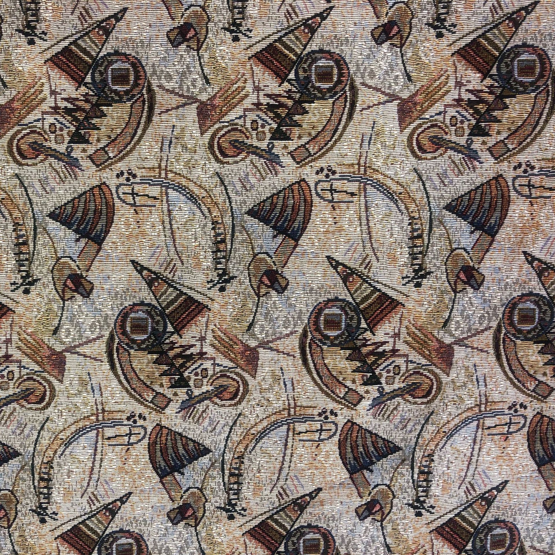 外贸货源涤棉沙发巾 几何抽象箱包布 民族风梭织提花面料质感