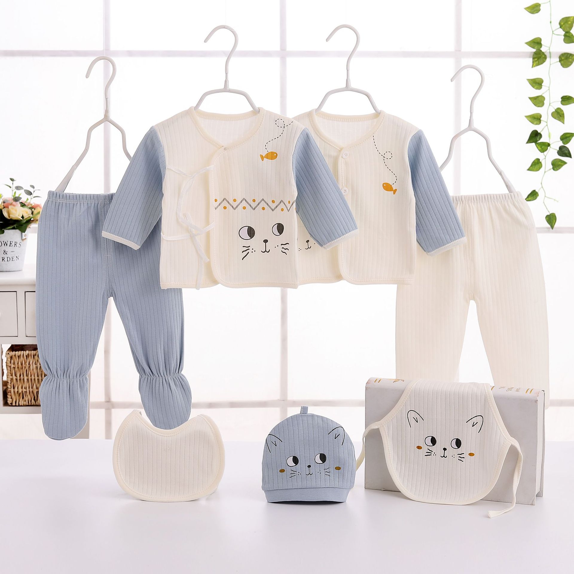 7-piece Kitten bellyband Azul