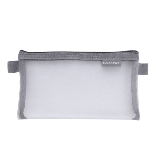 Simple transparent mesh pencil case storage bag, student exam special portable pencil case, large capacity stationery bag wholesale